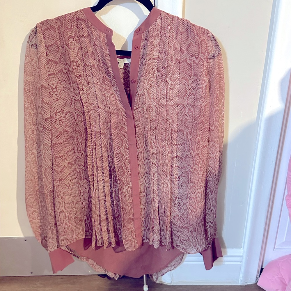 Joie silk pleated blouse. Size large